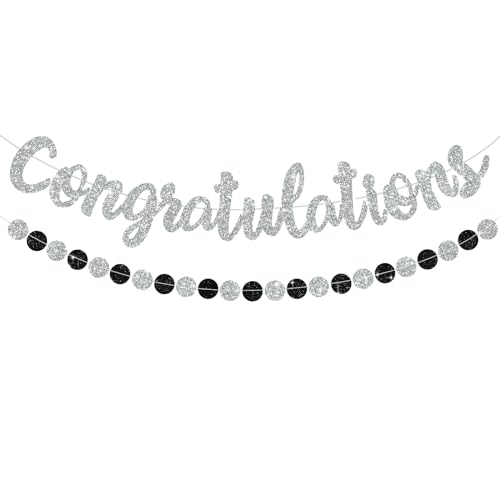 BEISHIDA Congratulations Banner(NO-DIY) Silver 2026 Graduation Banners, Grad Congrats Class of 2026 Party Supplies,Garland for Congratulation Graduation,Wedding,Retirement Party Decor