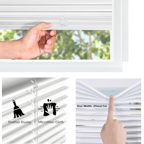 Mini persianas horizontales amarillas de aluminio con sistema sin taladro 5