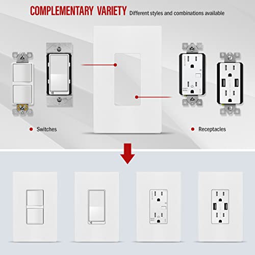 ENERLITES Screwless Decorator Wall Plate Child Safe Outlet Cover, Gloss Finish, Medium Size 1-Gang 4.88" H x 3.11" L, Unbreakable Polycarbonate Thermoplastic, SI8831M-W-10PCS, White by ENERLITES - Image 6
