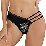 Pentagram with Demon Baphomet Satanic Goat Women's Underwear T-Back Thongs Sexy Bikini Panty Brief G-String Panties