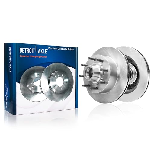Image of Detroit Axle - Front Brake Kit for Ford E-250 Econoline E-350 Club Wagon | E-450 Super Duty Replacement Disc Brake Rotors Ceramic Brake Pads