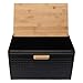 XHTLLO Wooden Bread Box Vintage, Heavy Duty Large Capacity Storage Bin for Kitchen Countertop(Black)
