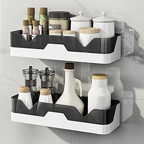 SHBaizoy 2Pcs Shower Caddies,Shower Baskets No Drilling,Bathroom Shelves for Bathroom/Kitchen (Plastic), Black - Image 3