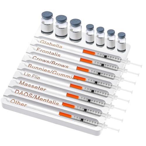 Image of Geelin 1 Pcs Aesthetic Practitioner Syringe Tray with 8 Slots Label Bamboo Vial Holder Syringe Preparation Tray, 2-in-1 Combination Medical Supply Storage for Aestheticians, Nurses (Elegant,White)
