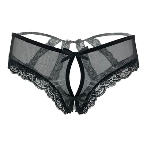 SLITHICE Women’s lace briefs sexy panties with cage back (US, Alpha, 1X, 2X, Regular, Regular, Black) Cover