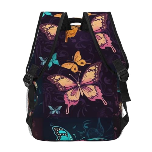 Casual Backpack for Women Men Color butterfly pattern Lightweight Daypack Large Capacity Nurse Bag4