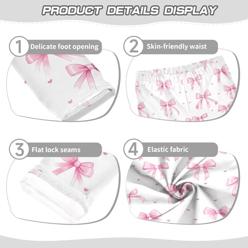 Wusikd Pink Bows 3 Girls' Leggings Toddler Doodles Kids Yoga Pants Dance Active Tights 4T3