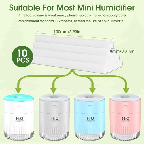 Image of 10 Pieces Humidifier Sticks Filter，Replacement Wick Humidifiers Filter Sticks, Humidifier Sticks Cotton Filter Refill Sticks Filter Replacement Parts for KARFUN 350ml Mini Humidifier