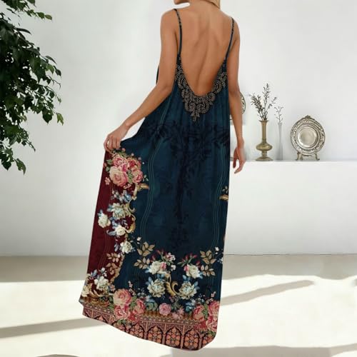 Image of HTHLVMD Backless Cami Dress Summer Dresses for Women 2026 Spaghetti Strap Dresses Womens Solid Color Backless Cami Dress