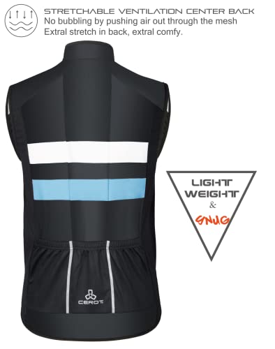 Cerotipolar Men's Cycling Vest With 3 Reflective Tape Cargo Pockets, Micro Softshell Windproof Bike Vest #TOP1