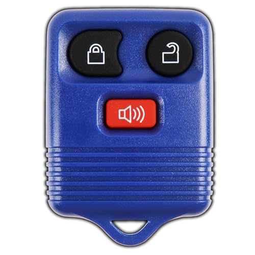 KeylessOption Key Fob Replacement for 1998 1999 2000 2001 2002 2003 2004 2005 2006 2007 2008 2009 2010 2011 2012 2013 2014 2015 2016 Ford Lincoln Mazda Mercury Remote, 3-Button Navy Blue