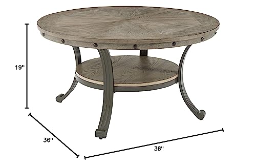 Powell Pewter Metal And Rustic Wood Coffee Furniture Franklin Cocktail Table #TOP2