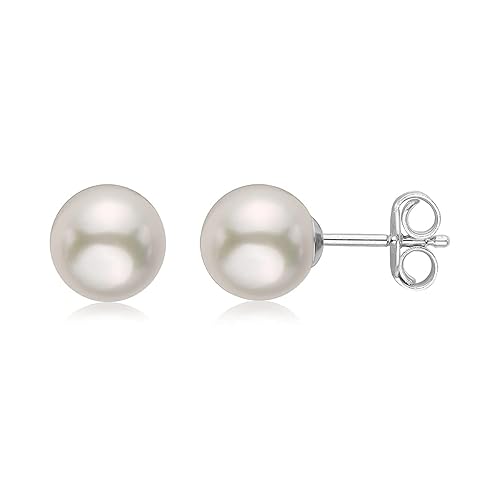 .925 Sterling Silver AAA+ Akoya Cultured Pearl Classic Solitaire Stud
