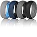 ThunderFit Men Breathable Air Grooves Silicone Wedding Ring Wedding Bands 8mm - 4 Ring (Black-Grey, Grey-Black, DarkBlue,Black, Grey-SkyBlue, 5.5 - 6 (16.5mm)