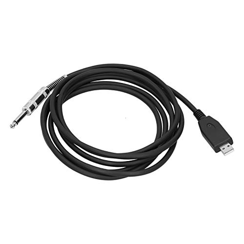 Cabo USB para guitarra de 6,35 mm, cabo de áudio para guitarra elétrica, cabo conector adaptador de