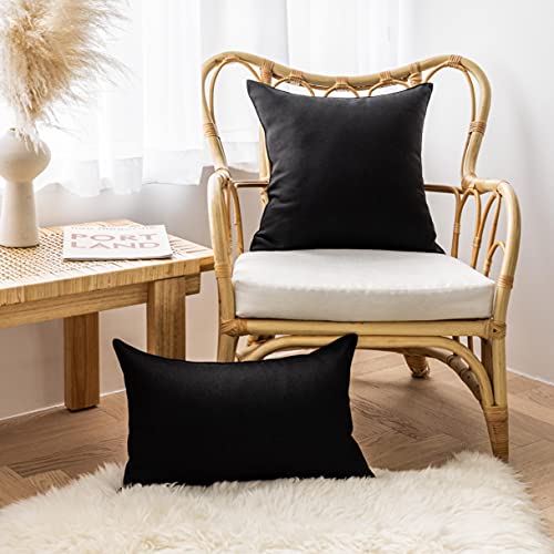 Home Brilliant HBFSFM1608 Pillow Covers Outdoor Black Throw Pillows Waterproof Linen Decorative Pillow Cases thumb #2