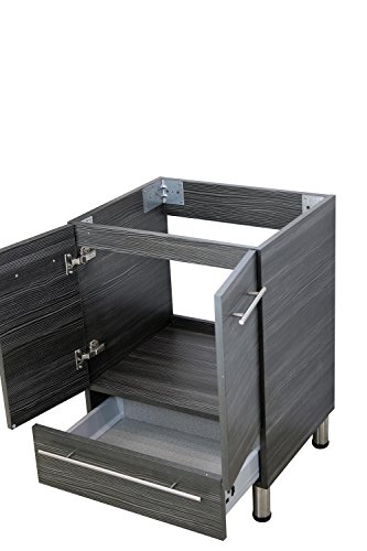 Windbay 24" Freestanding Bathroom Vanity, Dark Grey. White Integrated Countertop #TOP3