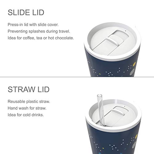 Image of Zak Designs Disney Mickey Mouse Vacuum Insulated Stainless Steel Travel Tumbler with Splash-Proof Lid, Includes Reusable Plastic Straw and Fits in Car Cup Holders (18 /8 SS, 25 oz, Space)
