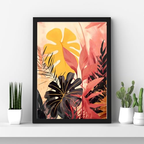 Impression Monstera Rose Jaune Grand Cadre Tropical Radiance - 6