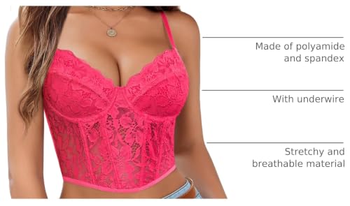 Image of Avidlove Lace Bralette for Women V Neck Bustier Corset Tops with Underwired Racerback Adjustable Strap Crop Top