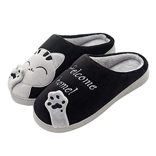 CELANDA Zapatillas de Casa para Mujer Hombre Cálido Zapatos de Estar Otoño Invierno Interior Casa Slippers Suave Algodón Zapatilla, C Negro,37/38 EU = 38/39 Talla Fabricante