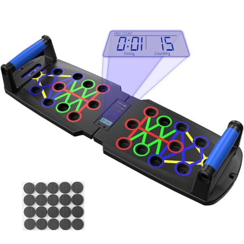 Ogetok Tabla de flexiones, portátil, multifunción, plegable, 14 en 1, soporte de flexiones de entrenamiento de fuerza con asas y contador para hombres y mujeres, equipo de ejercicio muscular en el