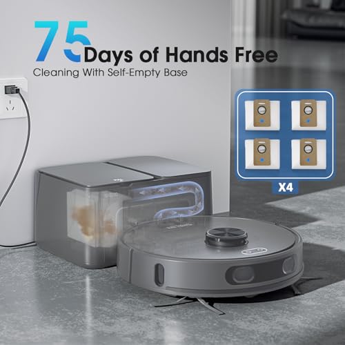 Robot Vacuum and Mop Combo, Mapping Robotic Vacuums Cleaner with 75 Days Self-Emptying, LiDAR Navigation Smart & Strong Suction, WiFi/App/Alexa/Voice Control, Quiet for Home Pet Hair Hard Floor Carpet by SHELIKI - Used condition - Image 2