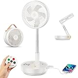 Ventilador Portátil Extensible y Plegable de 10000mAh, Ventilador Recargable con Control Remoto, Oscilación de 180° y...