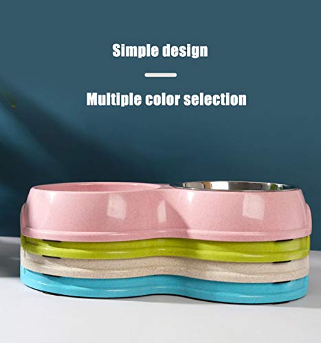 Tineer Double Pet Dog Slow Feeder Bowl,Stainless Steel Anti-Choke Puppy Food And Water Feeder For Dog Cats (White) #TOP6