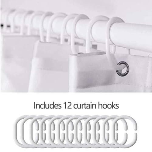Rideau de douche adorable en tissu lavable inclus 12 crochets résistants