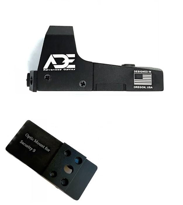 Ade Advanced Optics Huracan RD3-006 Green Dot Reflex Sight + Optic Mounting Plate for Ruger Security 9 Pistol + Standard Picatinny Mounting Plate