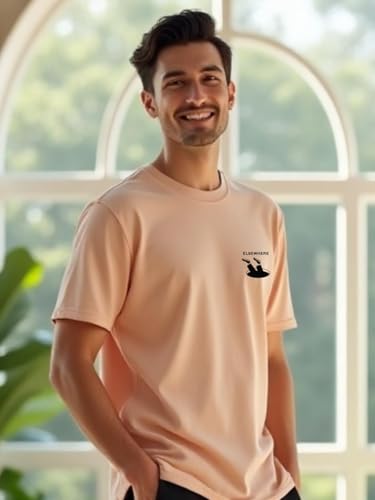 Image of NOBERO Men's Cotton Regular Fit Letter Print T-Shirt