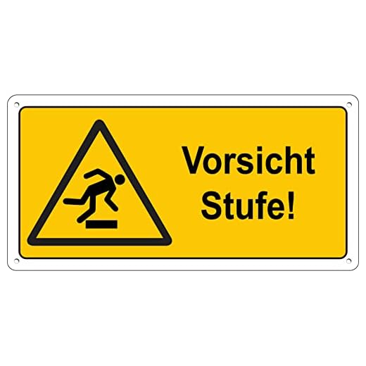 Pubblimania ACHTUNG STUFE Sturzgefahr Aluminium Sicherheitsschild 3 mm dick Brandschutzschild (Cm 29x14,5) (VORSICHT STUFE)