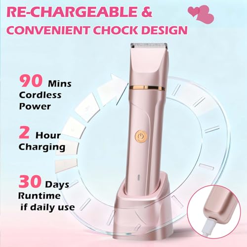Bikini Trimmer for Women 2-in-1 Electric Razors for Women with Body & Facial Heads, Rechar - image 7