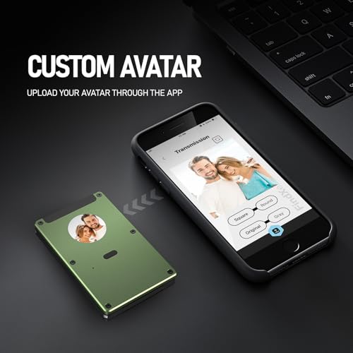 E-ink Air Wallet, Slim Wallet with Built in Airtag Chip, With E-ink Custom Text/DIY Picture, RFID Blocking Credit Card Holder, Compatible with Apple Find My iOS Only, Trackable wallet4