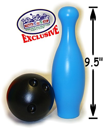 Matty's Toy Stop 10 Pin Multi-Color Deluxe Plastic Bowling Set For Kids With Storage Rack - 12 Pieces Total (10 Pins & 2 Bowling Balls) #TOP2