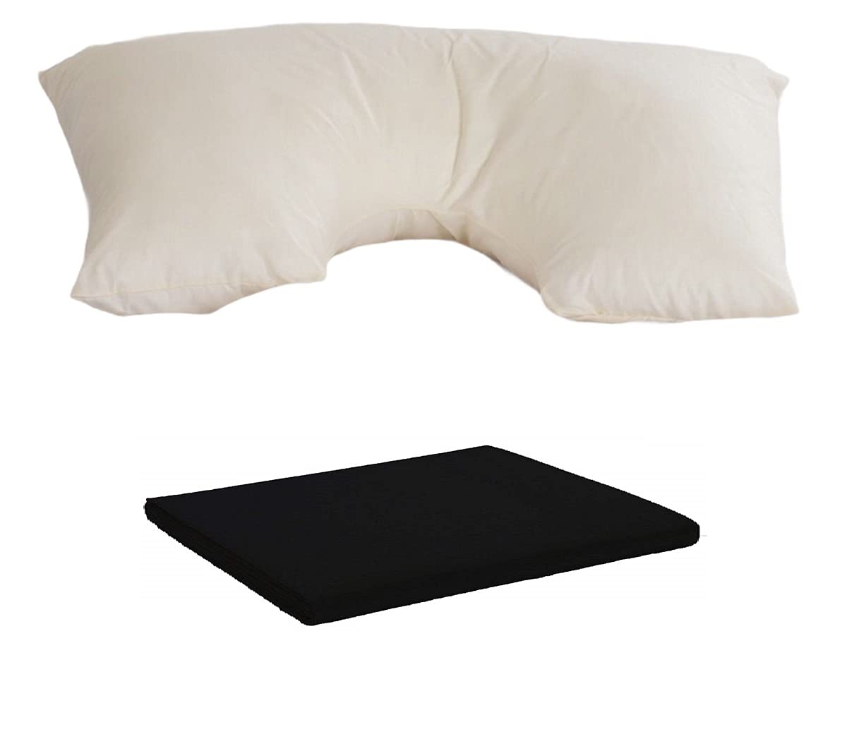 Haani V Shaped Pillow With Complimentry Free Pollycotton Removable Cover (Neck Pillow Black)