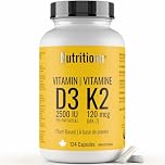 Vitamin D3 K2 Supplement - 2500 IU D3, 120 mcg K2 MK7 x 124 Capsules - Plant-Based, Vegan - Prevents Deficiency, Supports Bone Health in Women and Men - Made in Canada, Third-Party Tested - Nutritionn