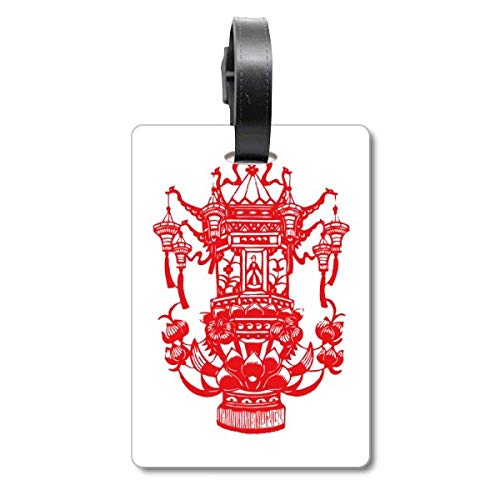 Étiquette valise lotus rouge anti-perte pour identifier tout sac de voyage