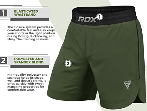 Foto von RDX MMA Shorts Sporthose Herren Kurz, Kampfsport Boxen Trainingshose Männer, Kickboxen Muay Thai Boxing Grappling Boxhose Sparring, Freefight Martial Arts Kampfshorts Fitness Laufhose Jogginghose