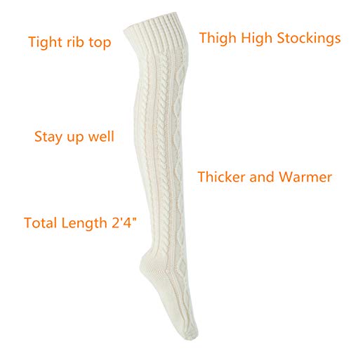 SherryDC Women's Cable Knit Thigh High Boot Socks Extra Long Winter Stockings Leg Warmers2