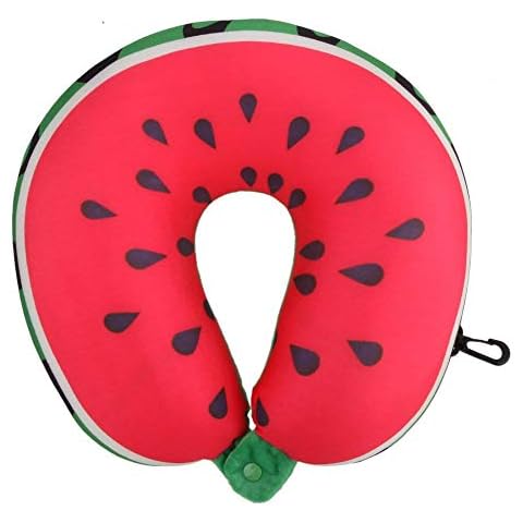 Travel Pillow,Fruits U Shaped Pillow Cushion Nanoparticles Neck Pillow Car Travel Pillow Travel Accessories-Watermelon Cover