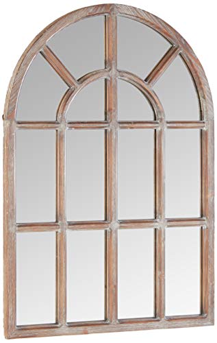 Amazon Brand – Stone & Beam Vintage Farmhouse Wooden Arched Mantel Mirror, 36.25"H, Dark Stain #TOP1