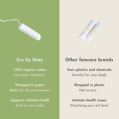 Eco by Naty Tampons ohne Applikator Super Plus - Pflanzenbasierte und saugfähige Tampons für Frauen, Menstruationsprodukt aus Bio-Baumwolle, besser für die weibliche Gesundheit (15 Stück)