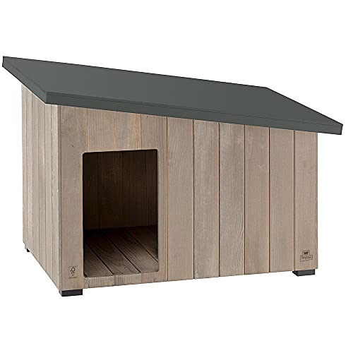 Ferplast Argo 100 Casetta per Cani in Legno FSC - Tetto Spiovente, Apribile - Trattamento Resina Impermeabile & Anti-UV - Piedi Isolanti - Porta Rifinita - 100 x 55 x h 73,5 cm