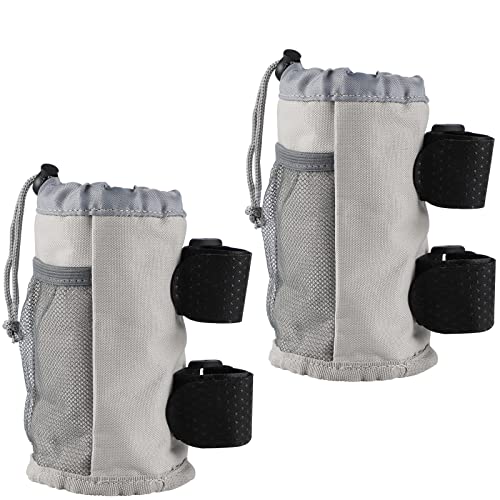 EFUTURETIME 2 x Porte Gourde Velo VTT Porte Bouteilles Gobelet pour Bicyclette, Porte Gobelet avec Poche en Filet et Fermeture à Cordon, Porte Gobelet pour Buggy, Fauteuils Roulants, Gris Cover