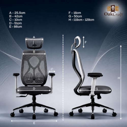 Image of Oakcraft Ergonomic Office Chair with Multi-Lock Tilt, Seat Slider & Dynamic Lumbar Support