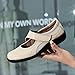 Oviaric Women's Classic Comfort Beige Mary Jane Flats Fashion Casual Dress Shoes Cute Closed Toe Slip On Lightweight Breathable Walking Shoes 7.5 M US 1904-MI075