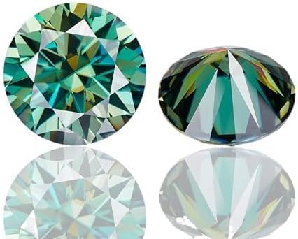 Green Moissanite Loose Stone Lab-Grown Gemstone VVS1 Clarity 3Excellent Round Cut for Jewelry Making with GRA Certificate (7.0mm, 1.2ct, Green)