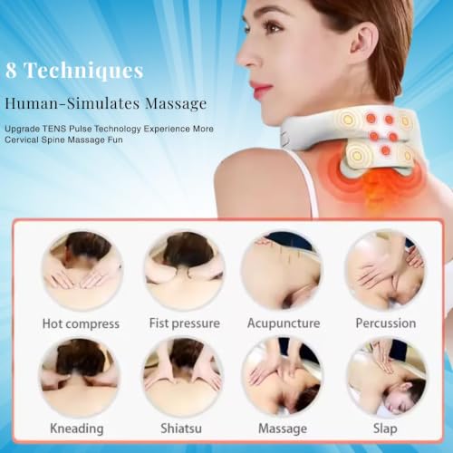 Image of Electric Neck Massager with Heat | Pain Relief Deep Tissue, Intelligent High-End Shiatsu Vibrating Neck Massage | Electric Massager for Neck Relaxation, Wireless Massager for Home and Office
